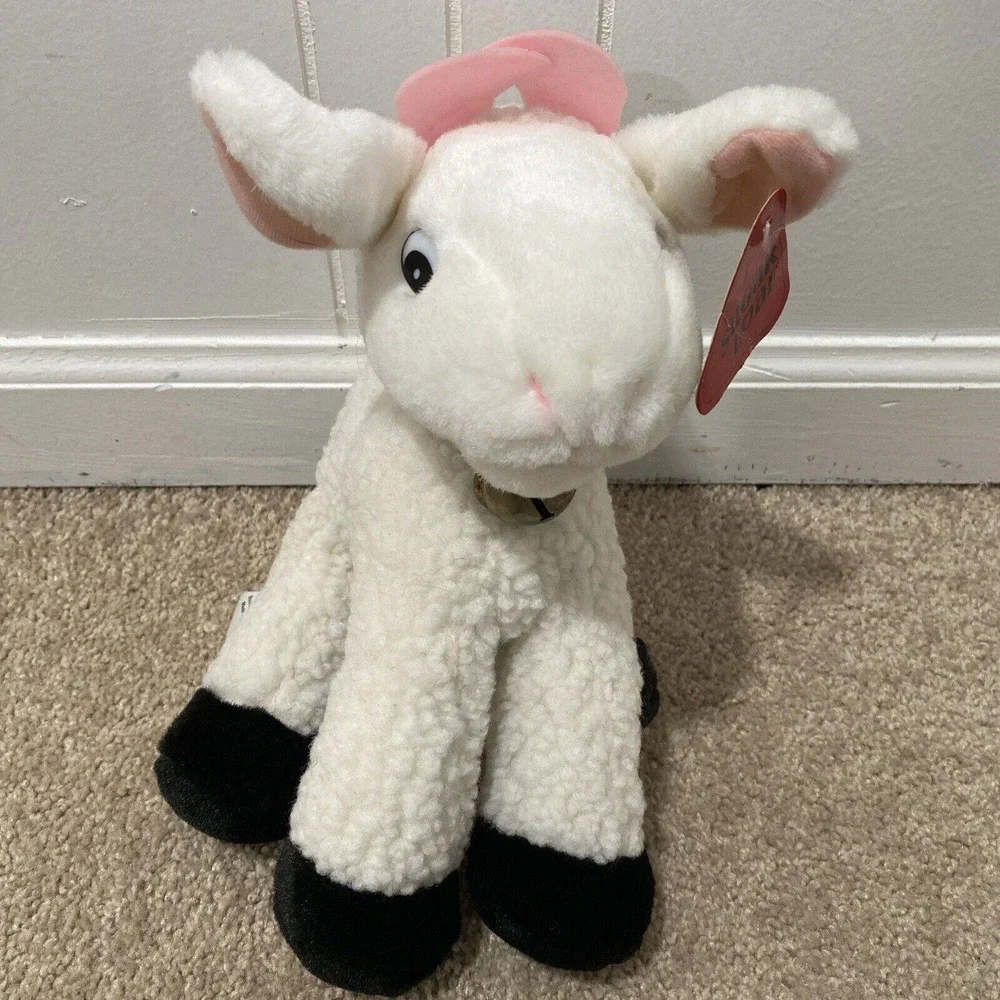 Vintage Sugar Loaf Lamb Sheep Wooly Plush Bell Black Feet 12 in Stuffed Animal - Picture 1 of 10